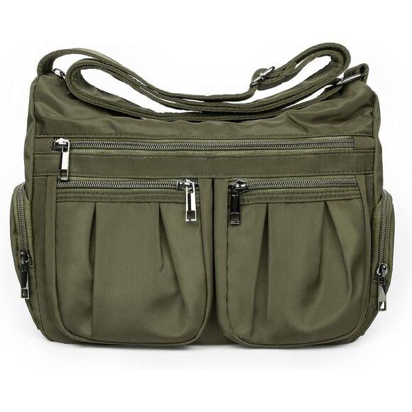 Women Army Green-m Nylon Water Resistant Anti Theft Crossbody Shoulder Bag - Picture 1 of 7